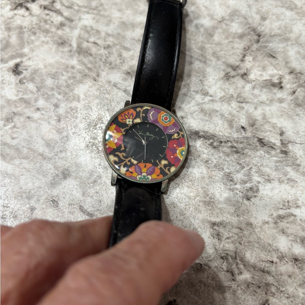 Vera Bradley Black and Multicolor Floral Watch